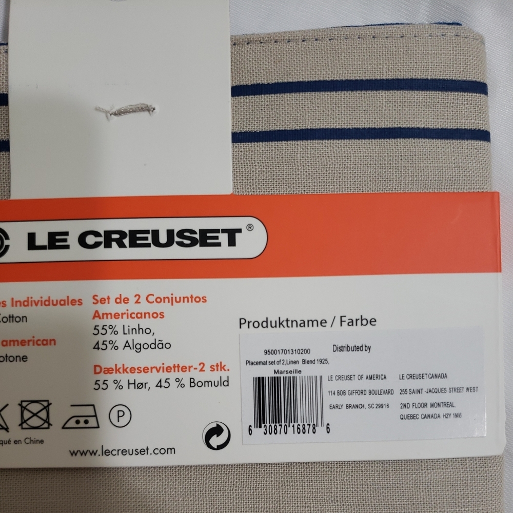 NWT Le Creuset Set of 2 Linen Placemats Marseille Packs 55% Linen 45% Cotton - Picture 6 of 6